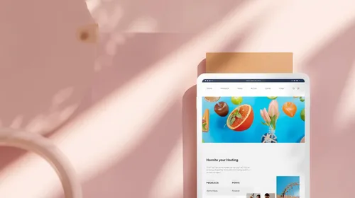 Website blueprint illustration showing a wireframe design on paper with annotations